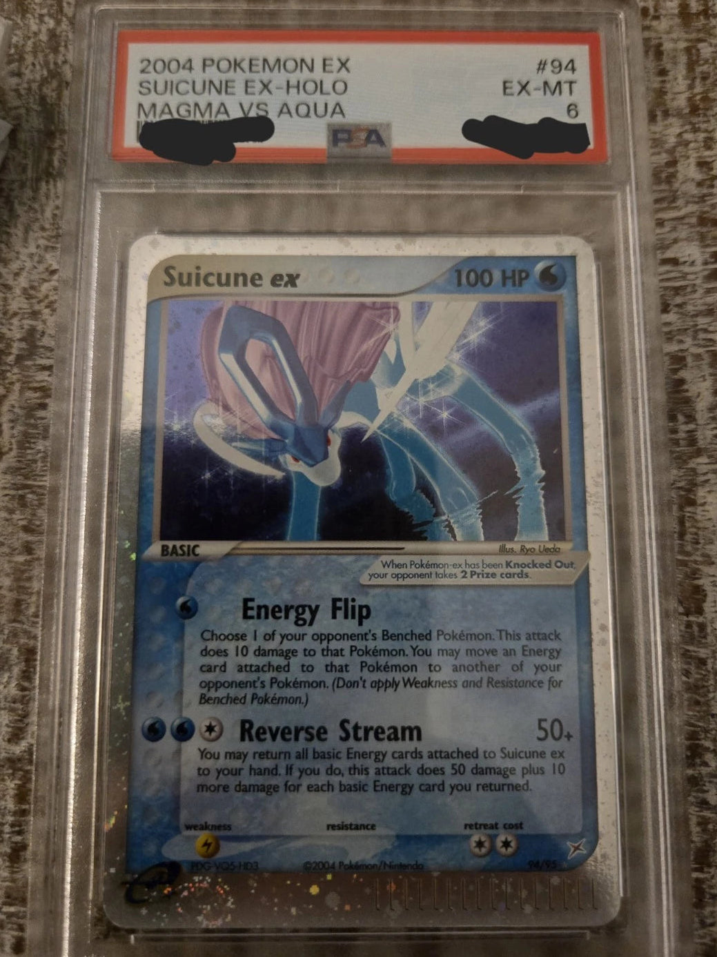 Suicune ex 94/95 Team Magma vs Team Aqua PSA 6